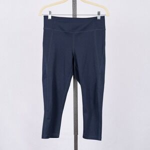 Girlfriend Collective Women's Dark Blue Capri Leggings Yoga Athleisure SZ MEDIUM